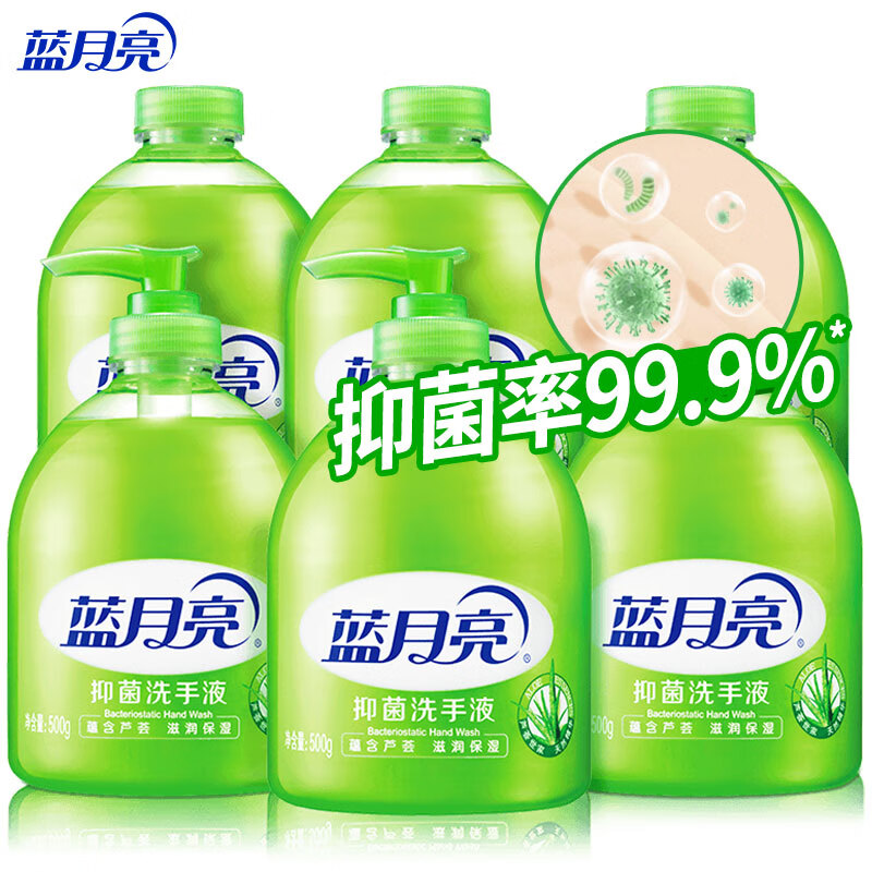 蓝月亮 芦荟抑菌洗手液套装:洗手液瓶500g*3+瓶装补充装500g*3 抑菌率99.9% 泡沫丰富 10001018