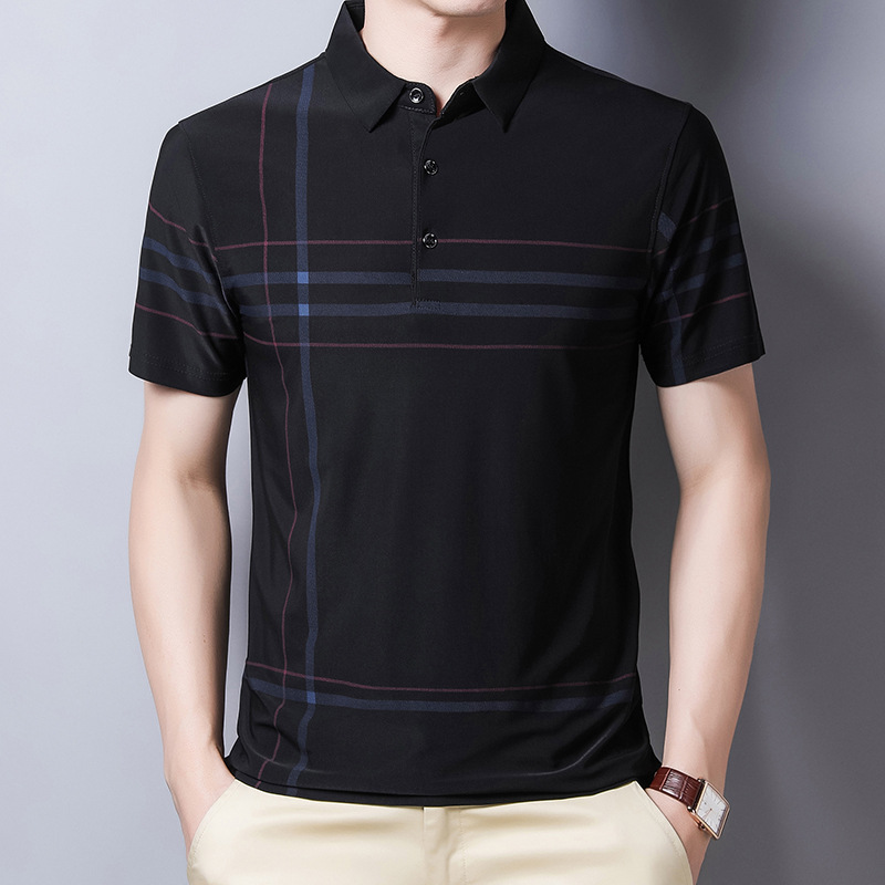 翻领冰丝polo衫男士短袖t恤男装夏季速干工作服体恤男马球衫高清大图