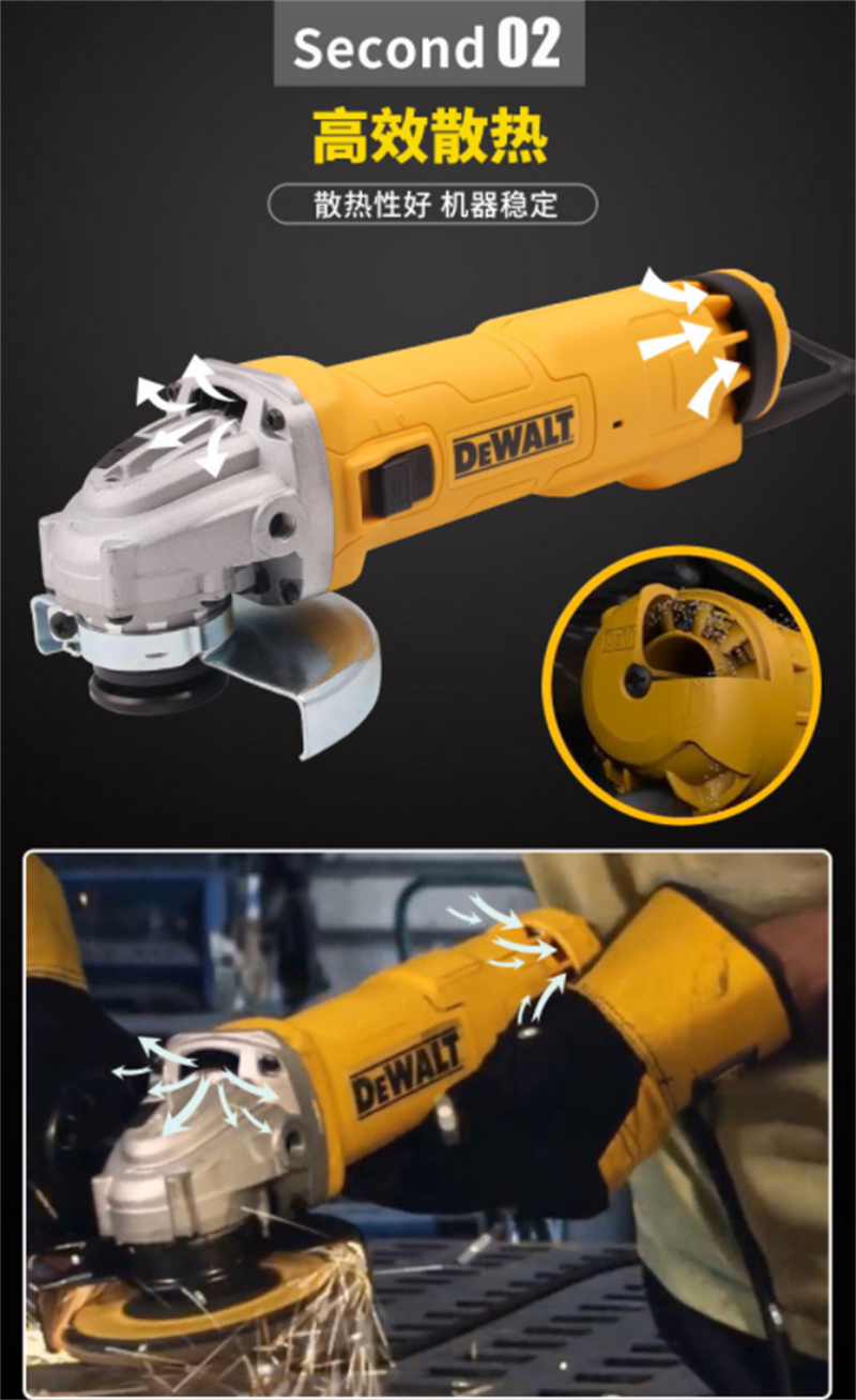 得伟125毫米重型角磨机DW830个高清大图