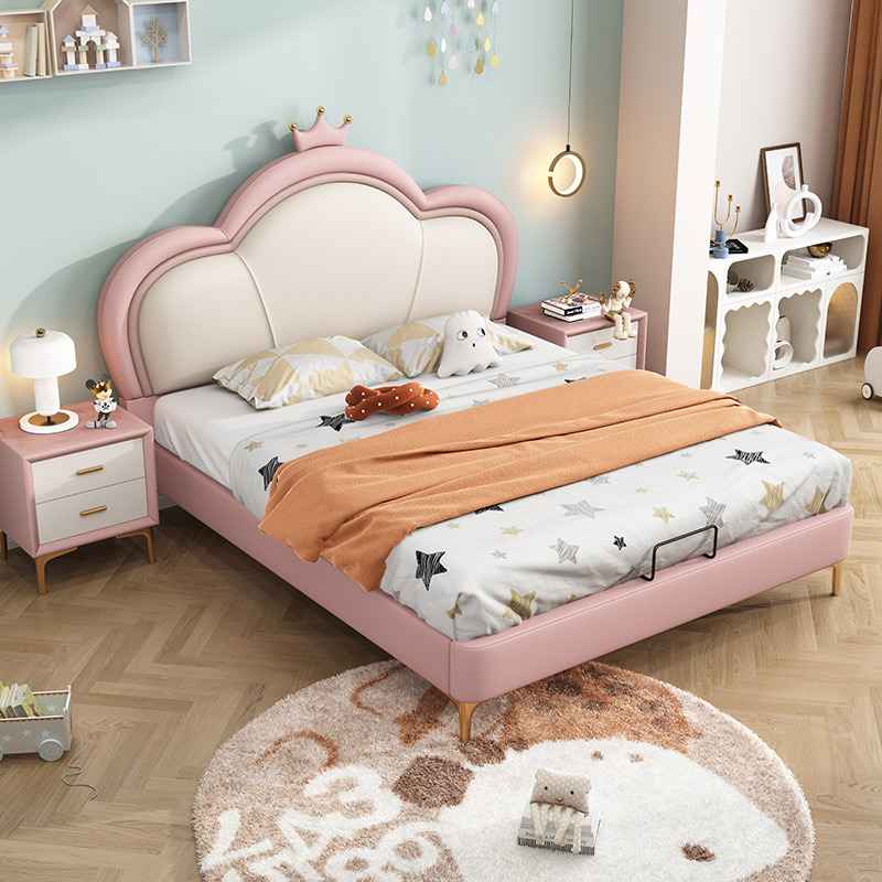 百冠环球 儿童床女孩公主床现代简约皇冠皮艺床ins网红1.
