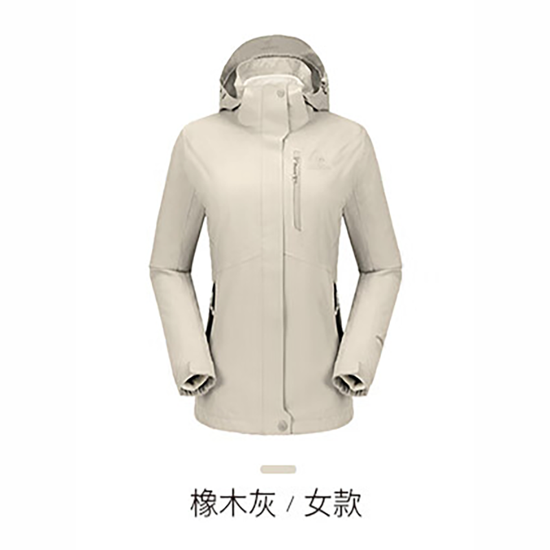 骆驼(CAMEL)户外三合一加厚冲锋衣 V1W118258 橡木灰 女 3XL