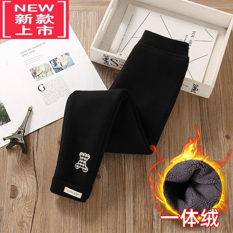 可莉允女童加绒裤子外穿一体绒冬季加厚秋冬装保暖儿童灰色黑色打底裤保暖裤图片