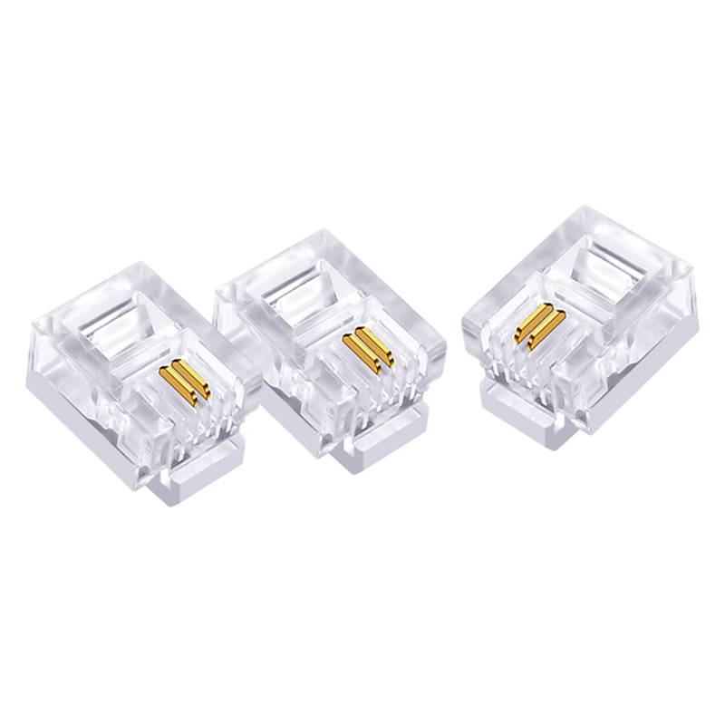 丽贴 LN-RJ11 电话线两芯水晶头 透明 100颗/件 （单位：件）