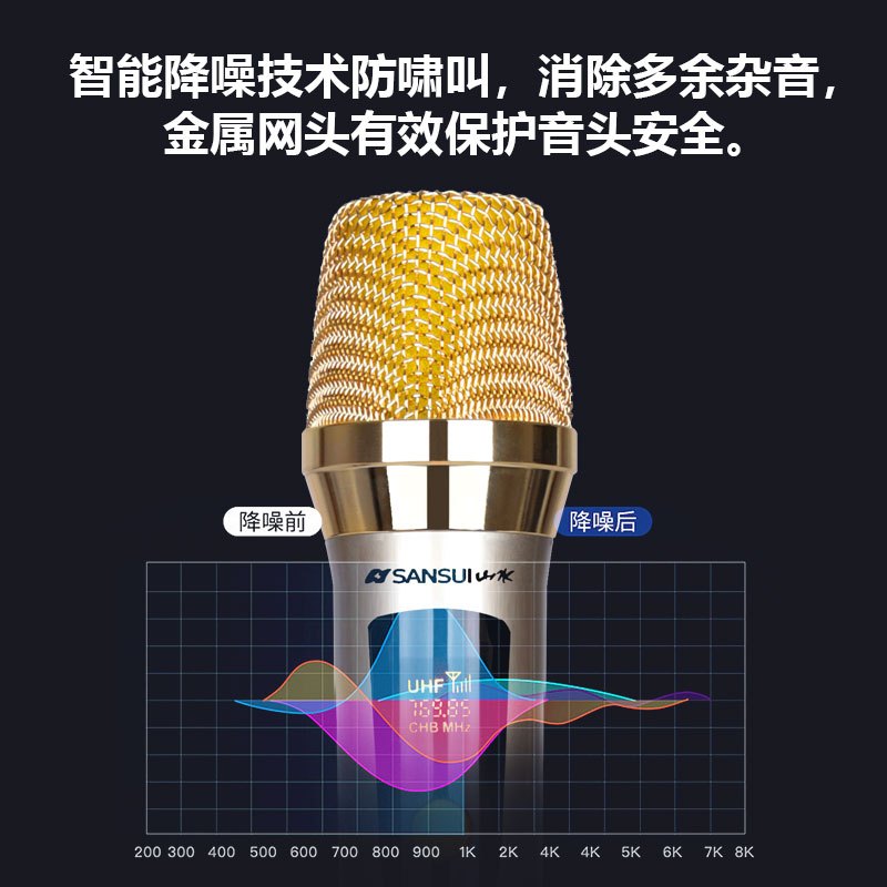 山水(SANSUI)K36无线麦克风 话筒U段家庭KTV唱歌演讲舞台K歌会议音箱音响功放电脑充电麦克风