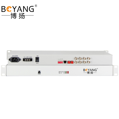 博扬 PDH光端机 4路E1 4路2M光端机 FC单模双纤60km 机架式双电源 1对价 BY-4E1-60KM