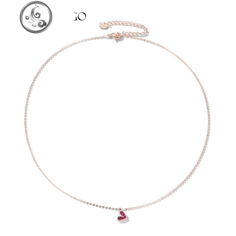 爱心项链女韩版简约气质学生饰品甜美风可爱小红心锁骨链女网红潮 JiMi