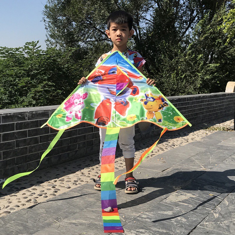 风筝儿童小号卡通图案三角买二送一带线轮即玩微风易飞初学者创意 三维工匠 1米弯边小猪+200米手持轮(买二送一)高清大图