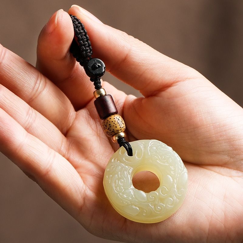 古风玉石貔貅钥匙扣男女汽车钥匙挂件高档手工创意钥匙链挂饰吊坠玉石