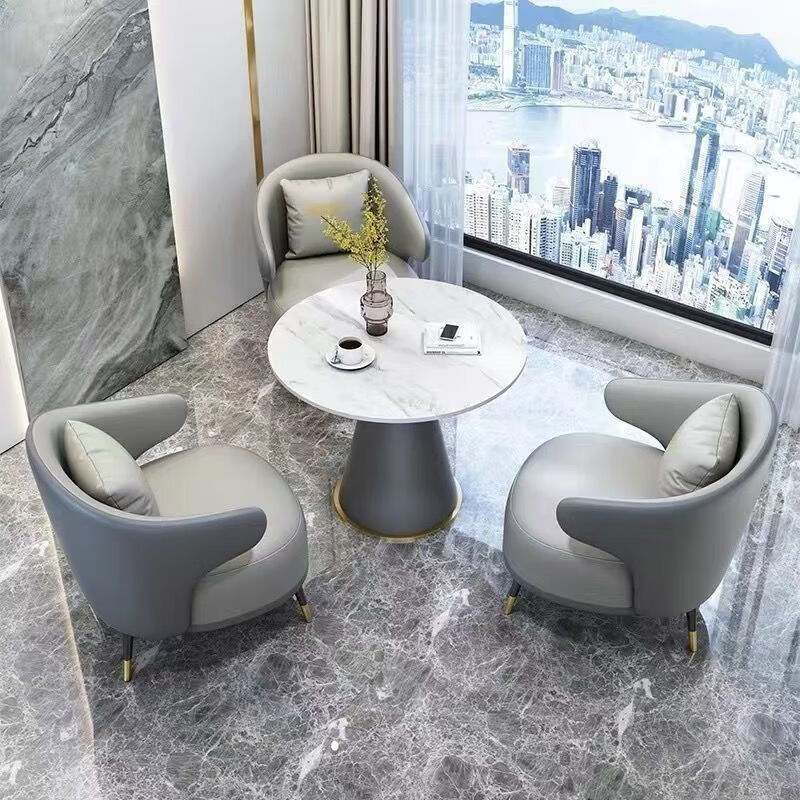 锦北洽谈沙发组合轻奢售楼处谈判小圆桌洽谈沙发桌子1圆桌3沙发高清大图