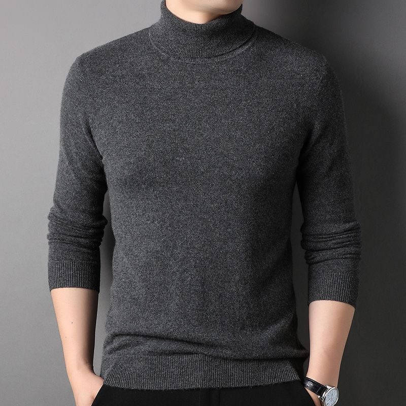 恒源祥秋冬季羊绒衫男中青年高领纯色打底毛衣加厚大码宽松舒适爸爸装