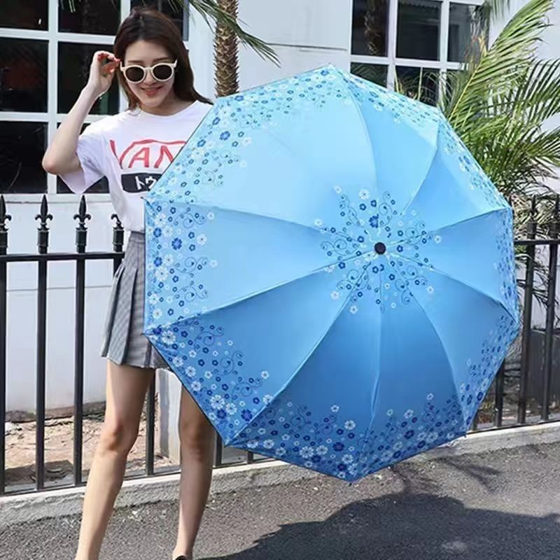 雨伞黑胶伞晴雨两用十骨太阳伞加大双人遮阳折叠防紫外线女高清大图