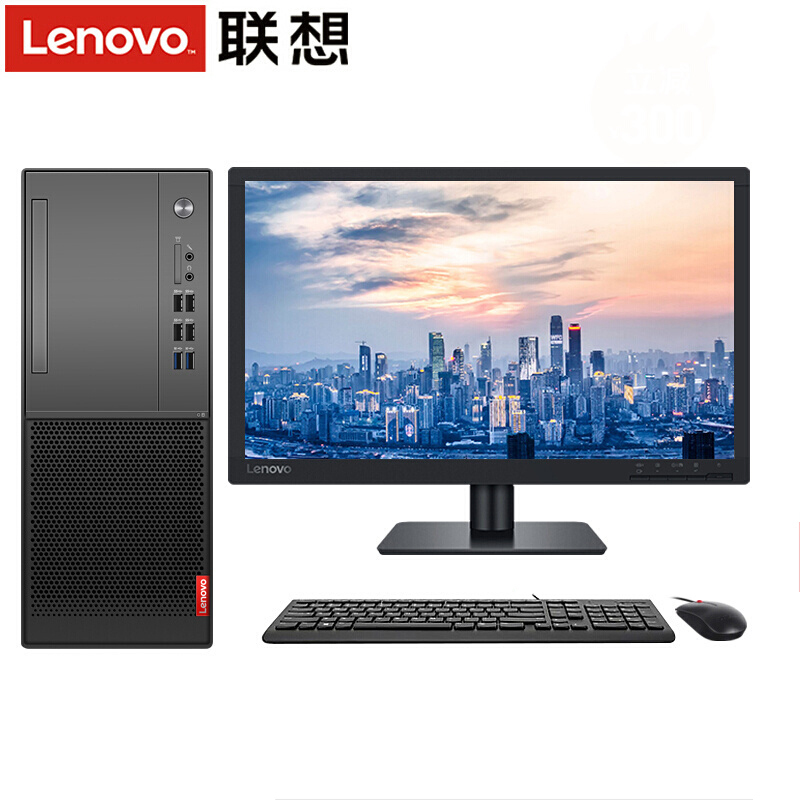 联想(Lenovo)i3-6100/4G/1T/21.5寸显示器/长城机箱电源/黑貂键鼠套装台式组装电脑(定制款)