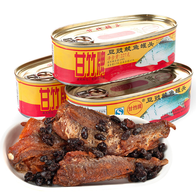 甘竹牌 即食下饭熟食特产海鲜鱼肉 豆豉鲮鱼罐头 广东特产即食下饭菜 豆豉鲮鱼罐头227g/罐*1