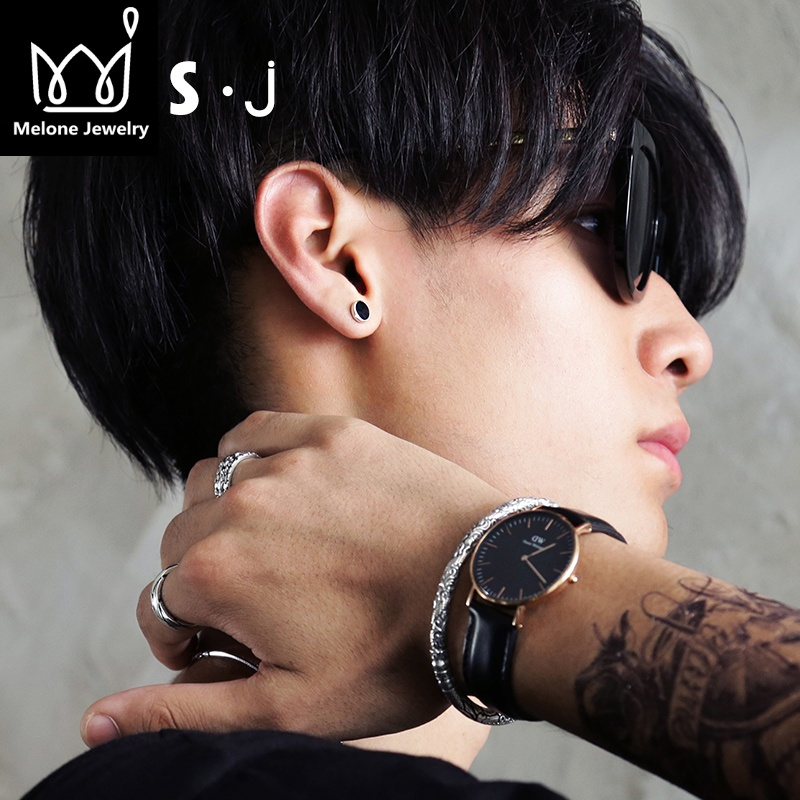 纶S925纯银男士耳钉单只潮男韩版男生耳环男