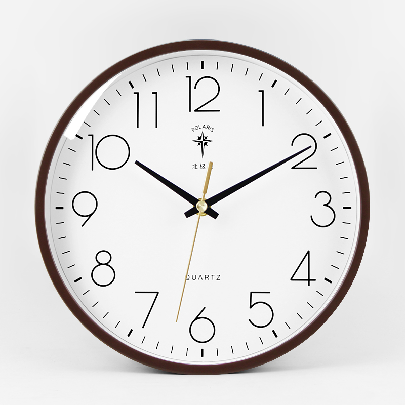 北极星(polaris)客厅静音电波挂钟时尚家用北欧轻奢自动对时时钟圆形