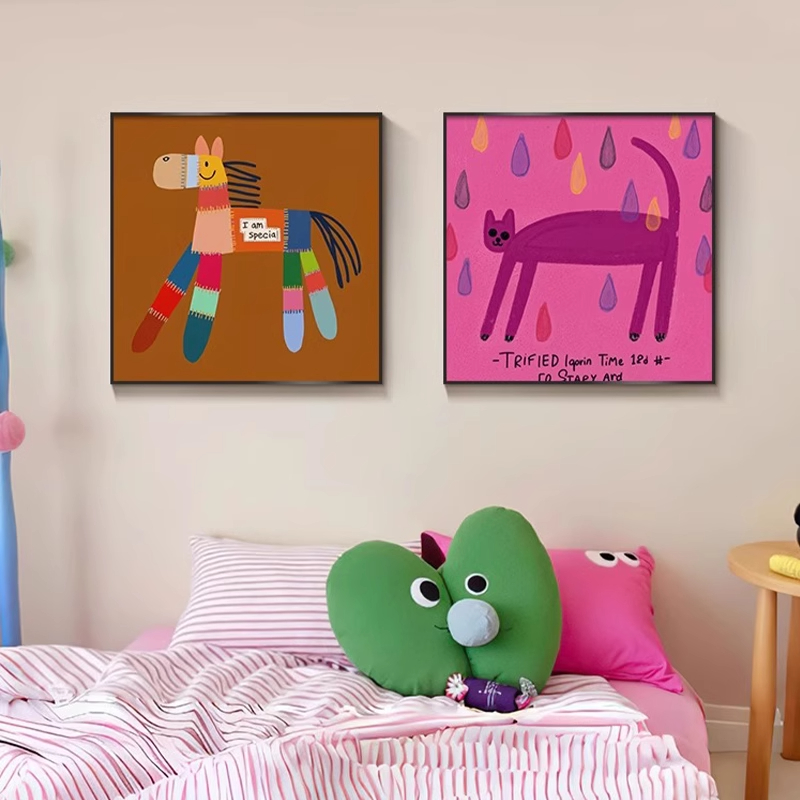 茹洋 儿童房多巴胺色彩挂画卧室房间 个高清大图