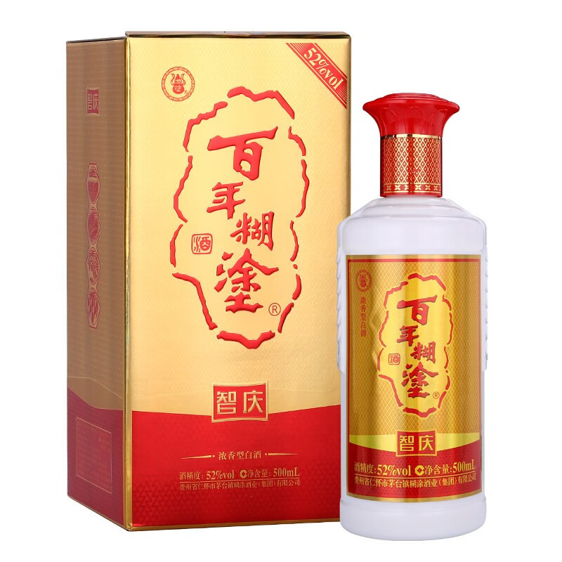百年糊涂 智庆 浓香型白酒 52度 500ml*6瓶 整箱装