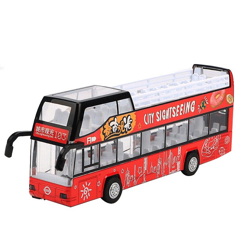 磁力地铁火车开金属仿真儿童玩具双层敞篷巴士观光车ms1618a红色视频