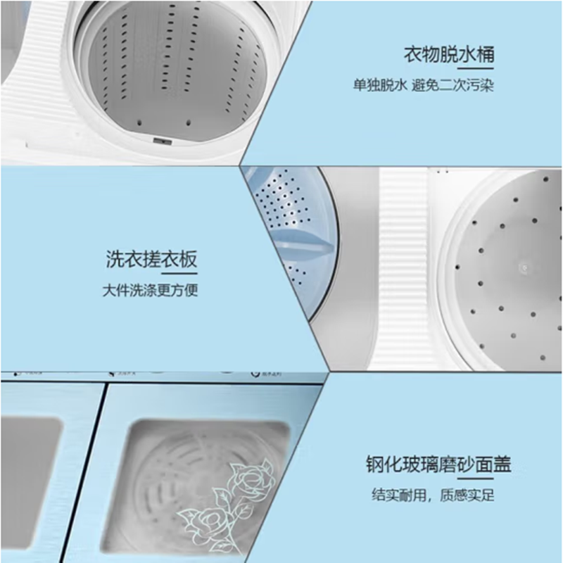 威力(WEILI)洗衣机13kg公斤半自动双缸洗衣机双桶大容量家用 洗脱分离强劲动力双电机 XPB130-2208DS高清大图