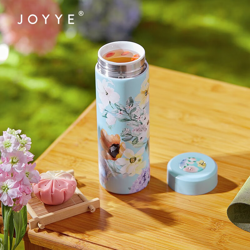 JOYYE保温杯节日生日礼物送女生304材质陶瓷内胆水杯子高档实用伴手礼 繁花璀璨保温杯礼盒高清大图