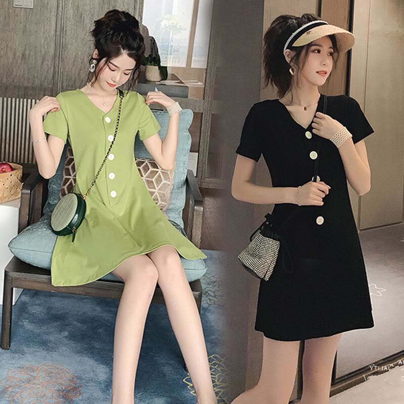 迪鲁奥(DILUAO)LYL 哺乳连衣裙夏 针织短袖扣子解开可哺乳孕妇裙F526-38图片