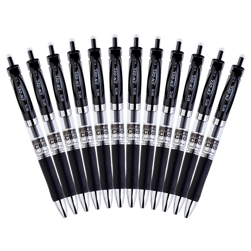 晨光k35中性笔经典按动签字笔05mm12支盒10盒装视频