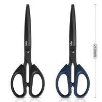 得力(deli)210mm黑刃防锈剪刀 办公家用生活手工剪纸刀 办公用品 2把装黑色6010-S