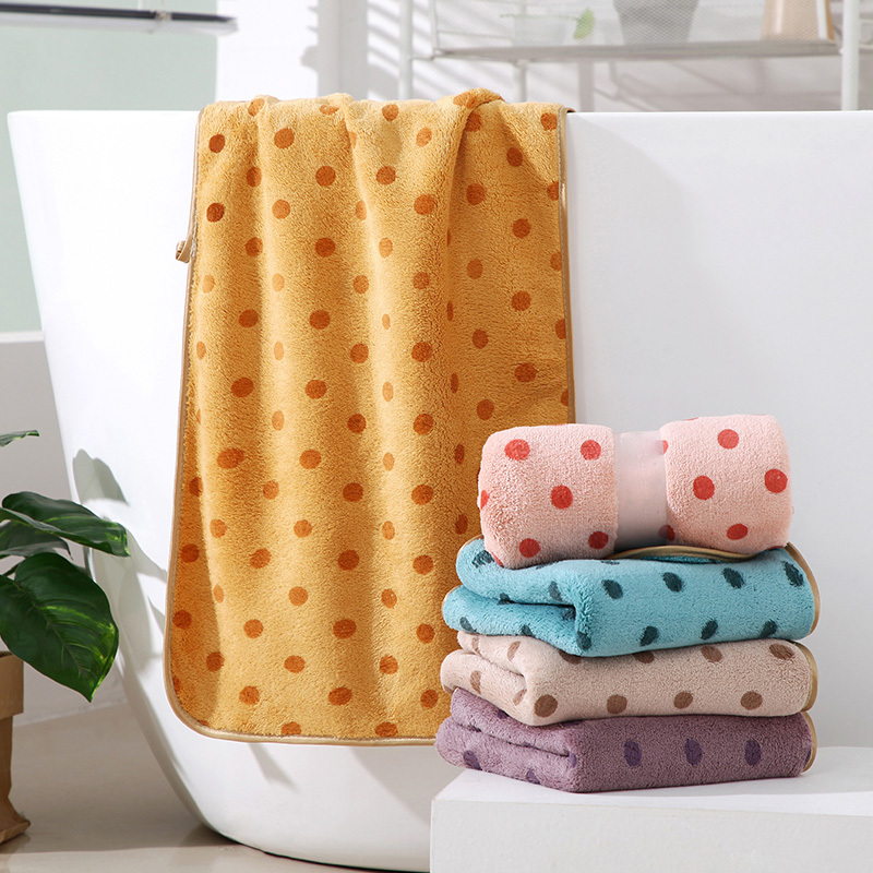 天山柔 70*140cm 280g 珊瑚绒圆点印花 浴巾 (计价单位:条) 蓝色高清大图