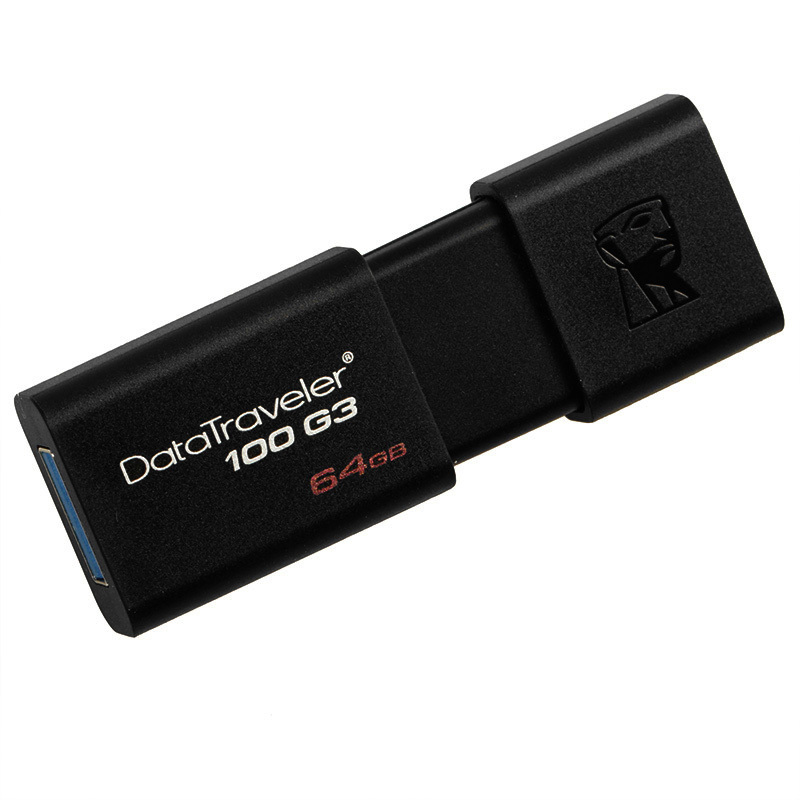金士顿(KINGSTON)64GB USB3.0 U盘 DT100G3 黑色 滑盖设计 时尚便利