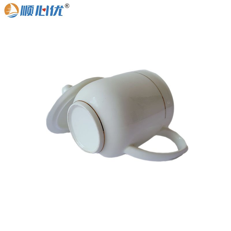 顺心优 陶瓷带盖金边新会议茶杯 360ml/个高清大图