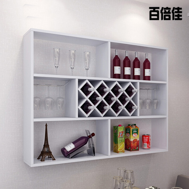 创意新款简约现代红酒柜悬挂式红酒架餐厅酒柜壁挂红酒柜墙上置物架多功能装饰架墙面搁架红酒柜壹德壹