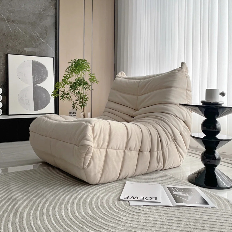鲲居 懒人沙发网红togo毛毛虫沙发绒布单人落地躺椅客厅椅子北欧ins风