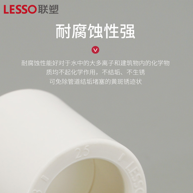 联塑LESSO ppr水管配件 ppr管材管件直通(PP-R 配件)白色 dn32高清大图
