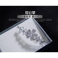 日韩版花朵韩国 AAA级锆石水晶夹顶夹边夹弹簧横夹女头饰品送女朋友老婆生日礼物