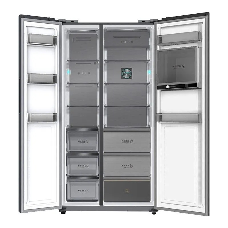 美菱t升家用双变频风冷无霜双对开门大容量电冰箱钢化玻璃面板门体一