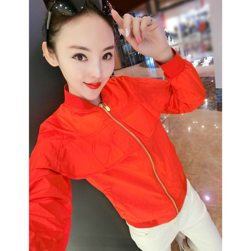 2018春夏新款防晒服女韩版休闲外套短款棒球服宽松百搭上衣糖果色