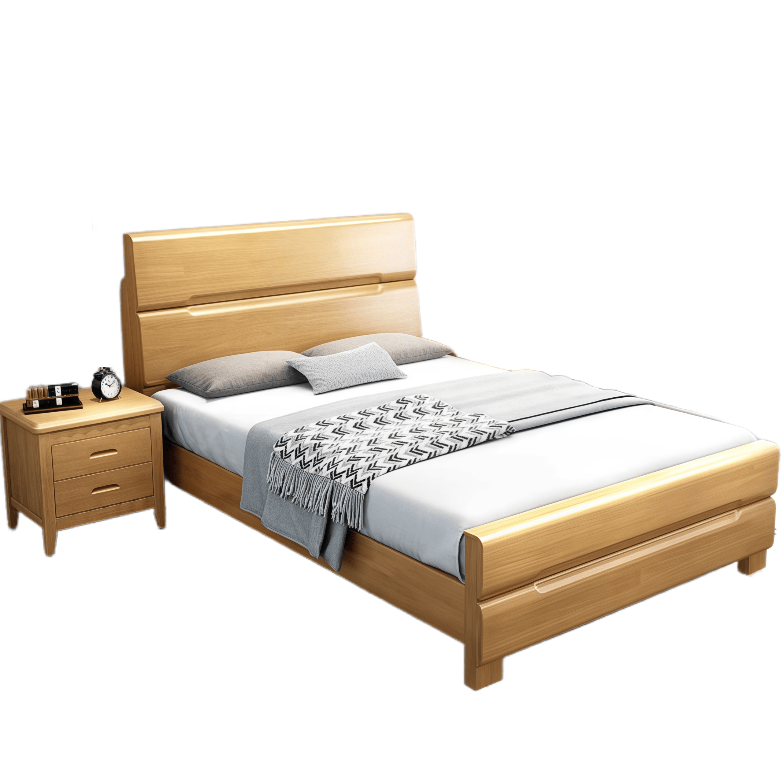 鑫木樽床+床头柜150cm套高清大图