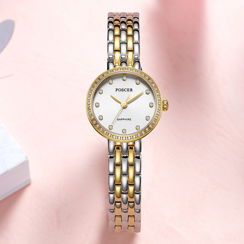 宝时捷防水手表女简约气质细链小巧镶钻保时捷小众石英女表50030