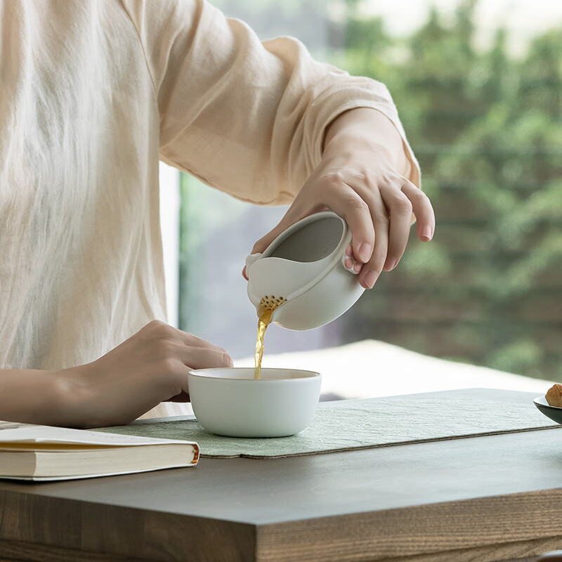 万仟堂(Edenus)快客杯旅行便携茶具一壶一杯套装女性茶具 羊脂白釉 梅花客/套高清大图