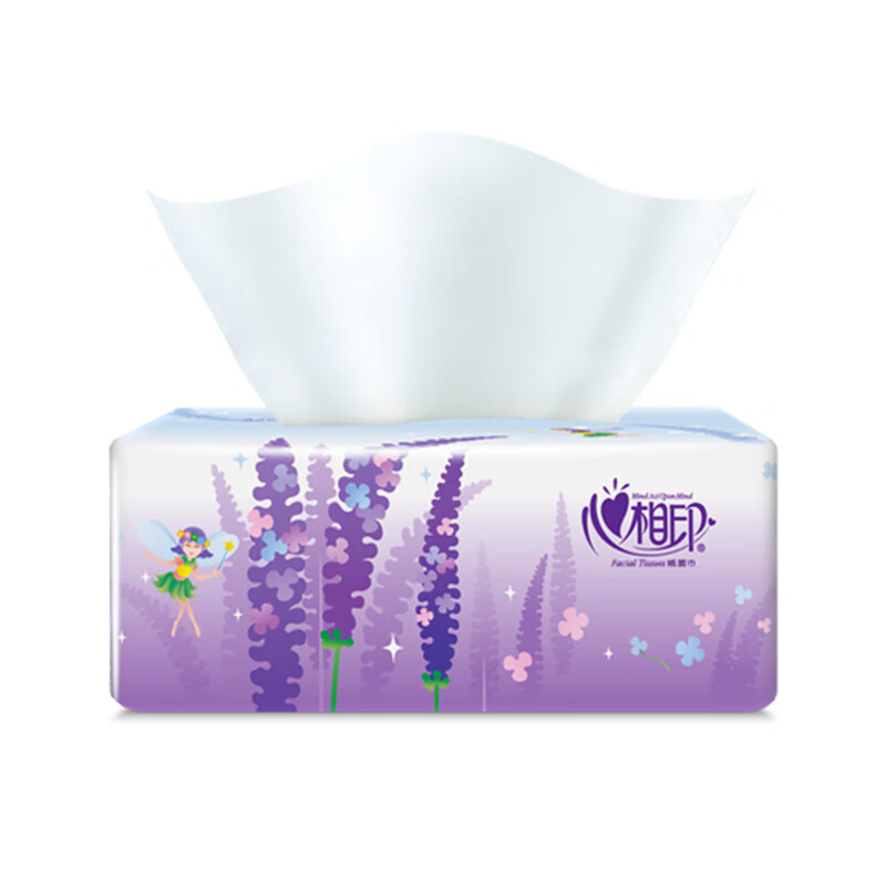 心相印(Mind Act Upon Mind) 薰衣草三层100抽商用抽纸办公室商务面巾纸餐巾纸60包*1箱