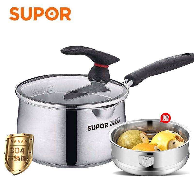苏泊尔/SUPOR 304不锈钢汤奶锅可立盖复底ST16JA1电磁炉适用通用