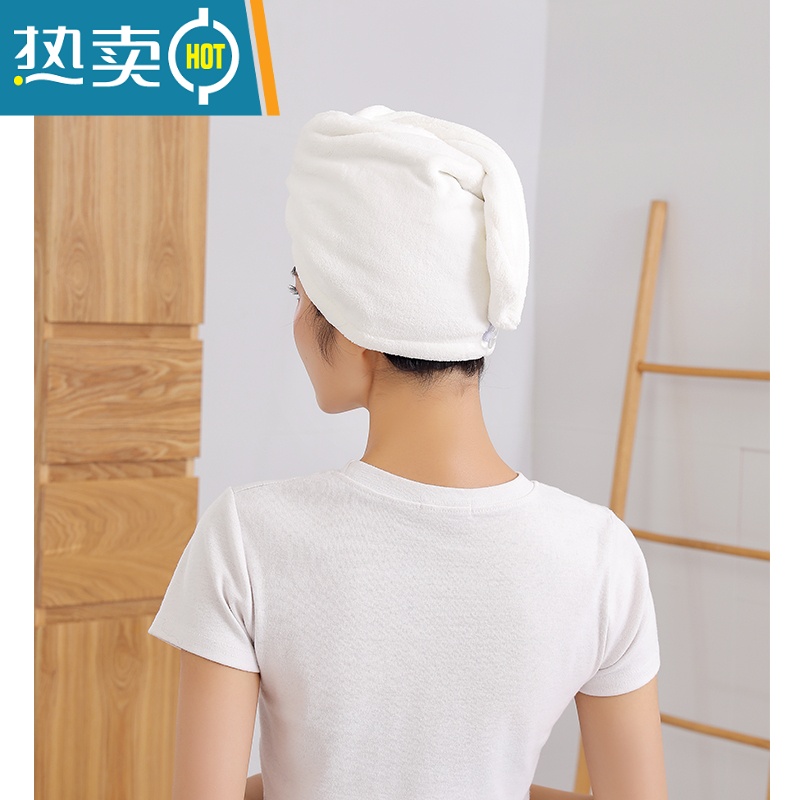 敬平加厚女士干发帽包头巾吸水速干浴帽长发女头发干发巾可爱 粉色云朵 双层加厚高清大图