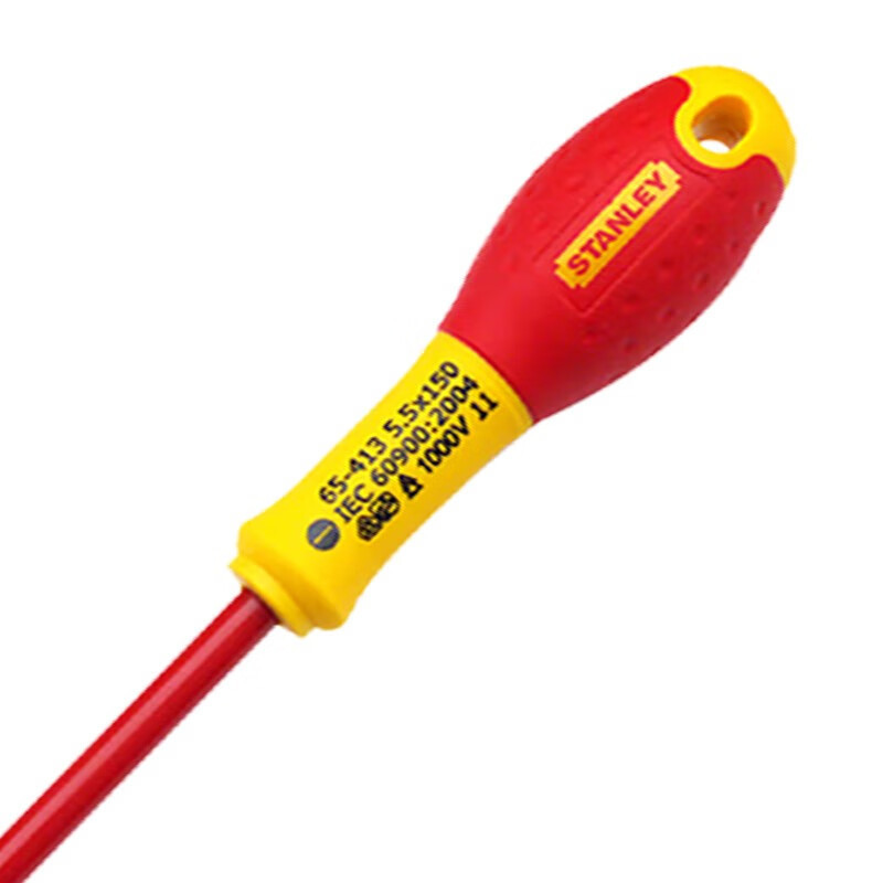 史丹利(STANLEY)65-413-14 双色柄一字绝缘螺丝批电工用起子改锥 5.5*150MM
