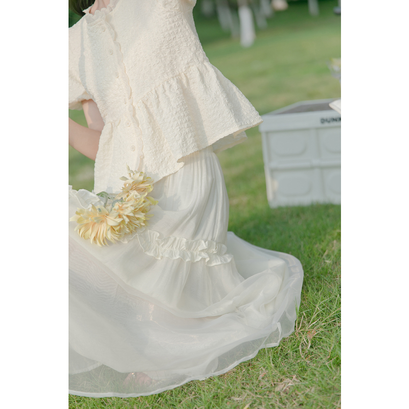 CACHE夏季2022薄纱半身裙女小众a字裙夏小个子森系超仙绝美长裙子