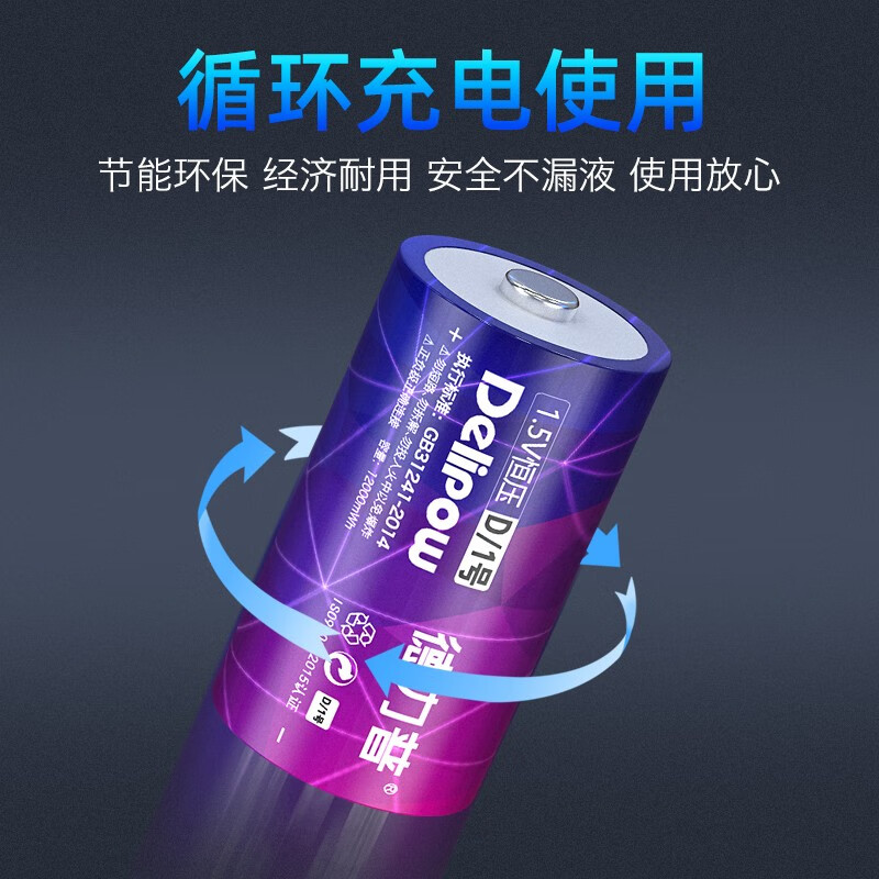 西陶 德力普(Delipow)1号充电电池 D型一号锂电池大容量配充电器套装1.5v恒压快充 1号 锂电池高清大图