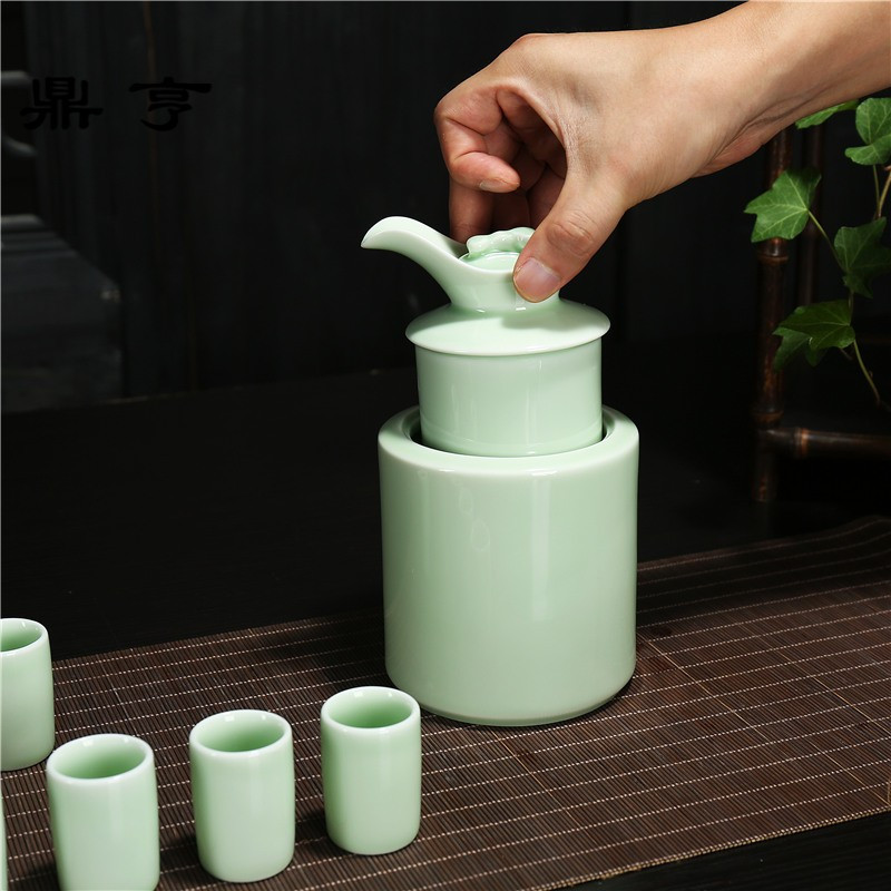 鼎亨陶瓷温酒器黄酒烫酒壶中式煮酒具套装家用清酒白酒盅半斤装电