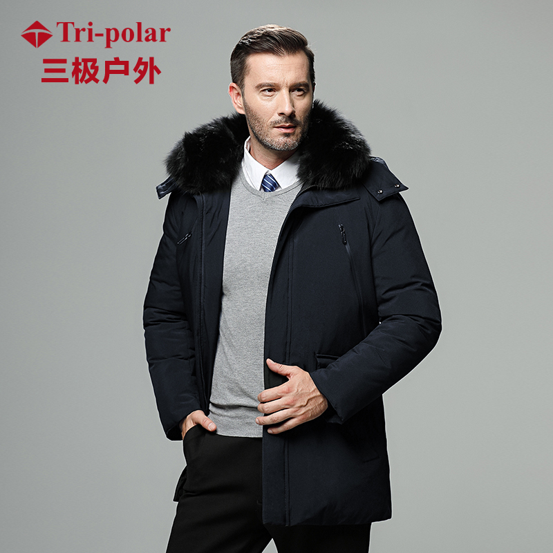三极户外(Tripolar) TP9098 男士工作服装老年羽绒服加厚中长款爸爸爷爷装老人外套