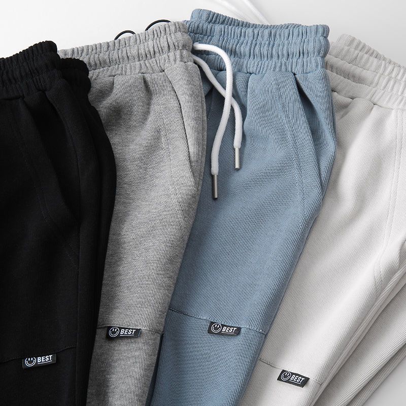 德尔惠裤子潮牌男春季宽松束脚长裤设计感小众收口抽绳运动卫裤