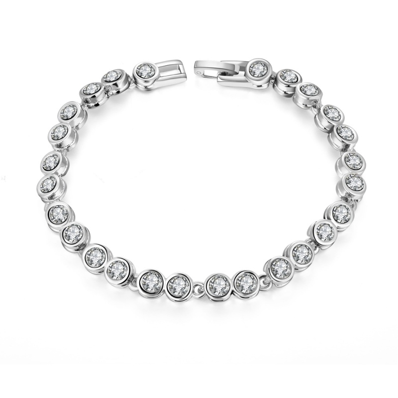 B003 Bracelet Bangle 镀18k玫瑰金爱心锆石手链优雅女配饰送女朋友七夕情人节礼物