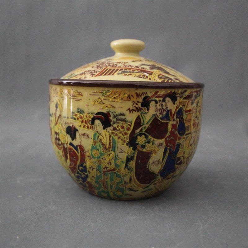 美帮汇景德镇仿古瓷器乾隆粉彩人物仕女图盖罐家居装饰摆件展柜收藏做旧图片